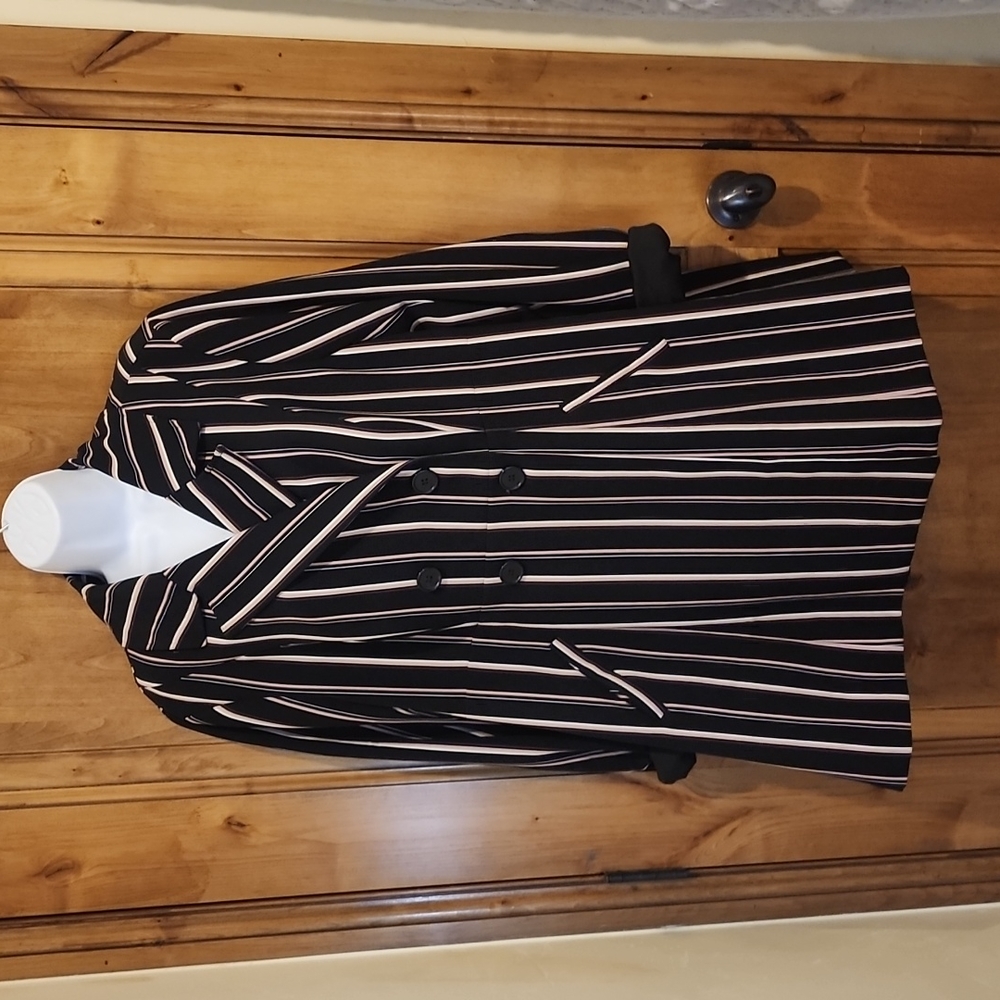 Torrid Black, Pink and White Striped Jacket